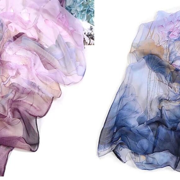 2 Pcs Scarfs for Women Lightweight Scarves Fashion Floral Print Shawls Holiday G - Picture 3 of 6